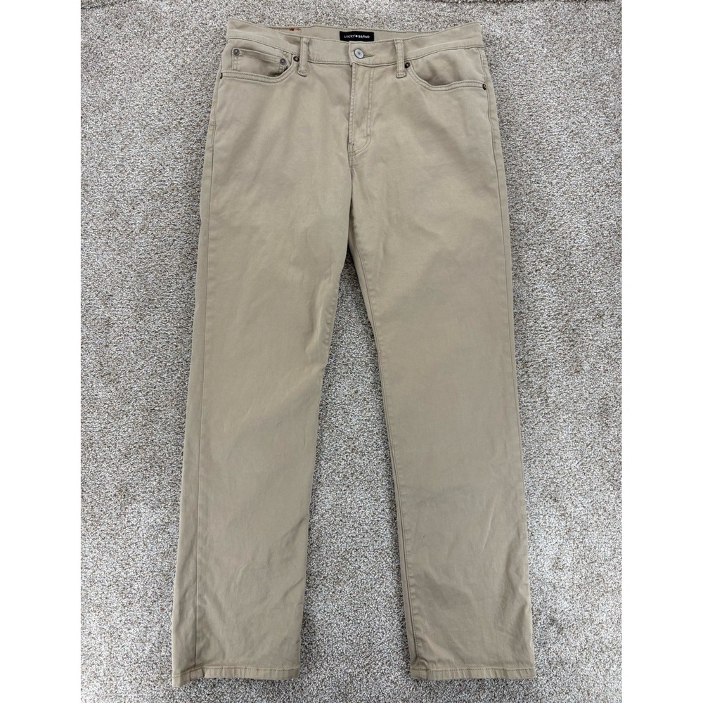 Lucky Brand 363 Vintage Straight Khaki Jeans Mens 31 Fits 33x31 Tan Sueded Twill